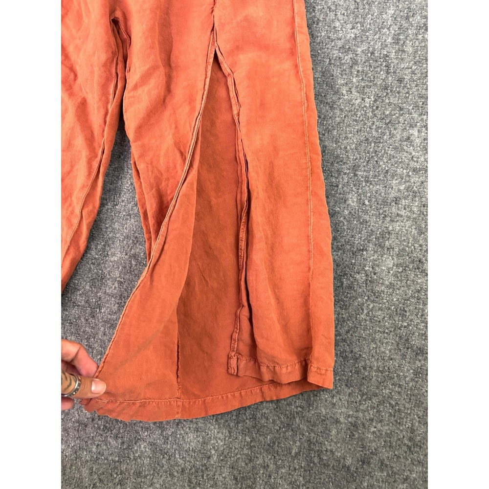 YFB Women's Rust Wide Leg Cropped Pants Elastic Waist Boho Medium - Picture 11 of 16